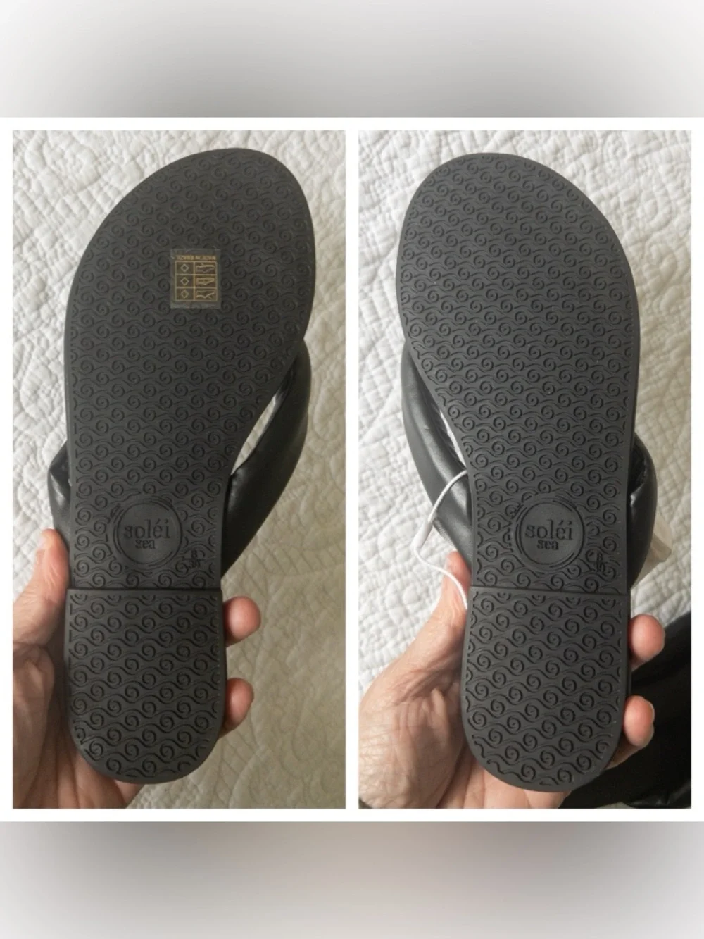 NWOT Solei Sea Gizel Pillow Strap Sandals Noir Black Size 8 US/39 - Picture 10 of 11